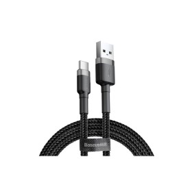 Adat-/töltőkábel, USB - Type-C, Baseus Cafule, textil szigetelés, 3A, (Fast Charge), 1m - fekete/szürke