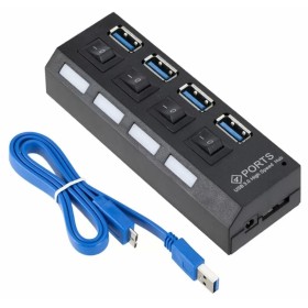 HUB USB 3.0 – 4 port, kapcsoló minden porthoz