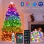 RGB LED-es karácsonyfa fényfüzér,smart Bluetooth vezérlésű, USB tápellátású, 10m