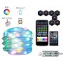 RGB LED-es karácsonyfa fényfüzér,smart Bluetooth vezérlésű, USB tápellátású, 10m