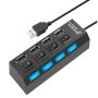 USB 3.0 HUB - 4 portos, USB 3.0, kapcsolóval mindegyik portnál