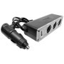 3x autós szivargyújtó adapter elosztó, LED világítással, 12/24V, 70W, USB, 5V/1A - LS 0035