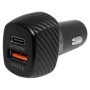 Autós töltő, 12/24V, USB + Type-C, 5V/3,1A, fekete, WGS-P13