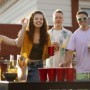 Beer Pong Flippy ivójáték, 50 pohár, 3 labda, műanyag, hordozható, piros, 21232