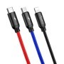 Adat-/töltőkábel, Baseus 3 az 1-ben, USB A - Type-C, Lightning, Micro USB, 3A, 1,2 m, fekete, CAMLT-BSY01