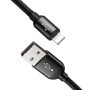 Adat-/töltőkábel, Baseus 3 az 1-ben, USB A - Type-C, Lightning, Micro USB, 3A, 1,2 m, fekete, CAMLT-BSY01