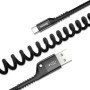 Spirálrugós töltő/adatkábel, USB - Type-C, Baseus Spring, 2A, 1m, fekete, CATSR-01