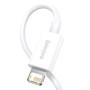 Adat-/töltőkábel, USB - iPhone Lightning, Baseus Superior Series, 66W, (Gyorstöltés), 1m, fehér, CALYS-A02