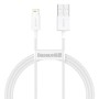 Adat-/töltőkábel, USB - iPhone Lightning, Baseus Superior Series, 66W, (Gyorstöltés), 1m, fehér, CALYS-A02