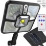 Reflektor, napelem lámpa, 220 SMD LED, 1 COB, PIR szenzor, 3 fénymód, távirányító, elem - Izoxis 22736