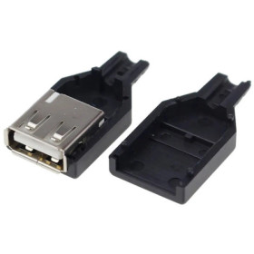 USB A 2.0 csatlakozó, anya, 4 érintkező, fekete