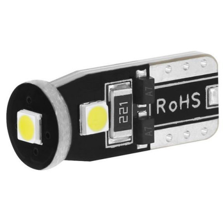 Autó izzó 3 LED-del, 3030 SMD, T10, CANBUS, 12-21V/250mA, 5W - fehér/hideg fény