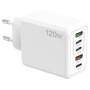 Tápegység, telefontöltő, 220V - 2xUSB, 3xType-C, PD, QC 3.0, összesen 120W