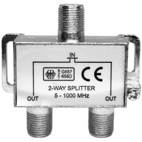 CATV F-elosztó 2 kimenettel, frekvencia 5 - 1000 MHz, 7,0 - 8,0 dB