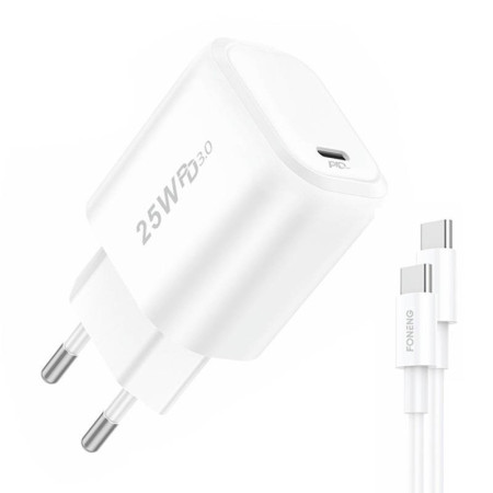 Tápegység, gyorstöltő, Fast charger, USB-C, 220V - 5V/3A, 25W - Foneng EU40