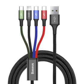 Baseus Fast 4 az 1-ben USB-kábel 2xUSB-C / Lightning / Micro 3,5A 1,2 m, fekete (CA1T4-B01)