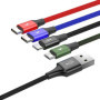 Baseus Fast 4 az 1-ben USB-kábel 2xUSB-C / Lightning / Micro 3,5A 1,2 m, fekete (CA1T4-B01)