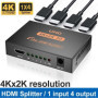 HDMI 1.4a elosztó 4 port 4K 30Hz, 1x bemenet 2x kimenet