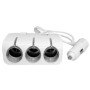 Adapter, osztó 3x autós szivargyújtó, LED világítás, 12/24V, 60W, 2x USB, anya, 5V/1A, fehér