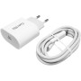 Hálózati töltő, QC, Quick Charge, PD-12, Type-C, 5V/3A, 20W, kábel Type C - Type C, 1m - Foneng EU39