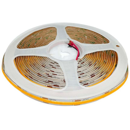 Melegfehér COB LED szalag, 5m, 24V, 1100lm/m, 3000K, 36W/m, öntapadós, IP20