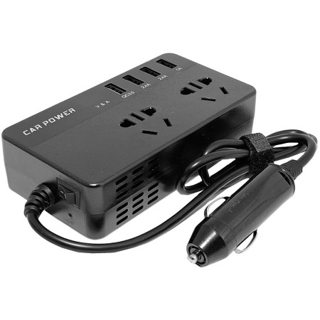 Feszültséginverter, LED kijelző, 12/24V - 220V - 200W + 5V3.1A, 4xUSB (1x Quick Charge)