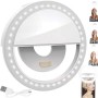 Selfie ring light, 28 LED, 3 mód, 3W, fehér