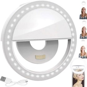 Selfie ring light, 28 LED, 3 mód, 3W, fehér