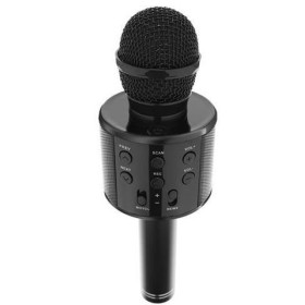 Többfunkciós vezeték nélküli mikrofon karaoke-hoz, hangszóró, bluetooth, fekete