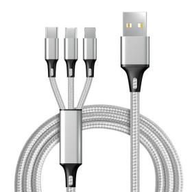 Adat-/töltőkábel, 3 az 1-ben, USB - iPhone Lightning/Type-C/Micro USB maximum 2,4A - 1,2m - A27