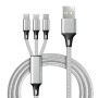 Adat-/töltőkábel, 3 az 1-ben, USB - iPhone Lightning/Type-C/Micro USB maximum 2,4A - 1,2m - A27