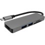 Konverter/adapter, Type-C - 2xUSB 3.0, micro SD/SD kártyaolvasó, HDMI 4K - 15cm