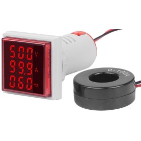 3 az 1-ben digitális kijelző, Voltmérő, Ampermérő, Frekvencia, AC, 50-500V/0-100A/0-99Hz, LED kijelző, piros