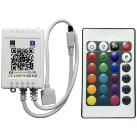 RGB vezérlő, távirányító, (Smart Bluetooth), RGB LED szalagokhoz, 5-24V/4A