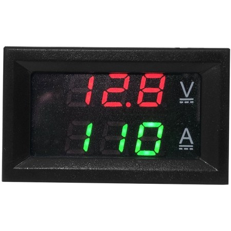 Digitális voltmérő/ampermérő LED-ekkel, 6 számjegyű, DC, 100V/0-10A