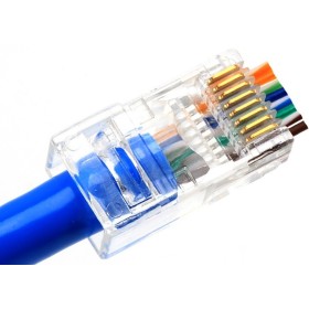 UTP csatlakozó, RJ45 CAT5e, 8P8C, Pass Through, szett 100db