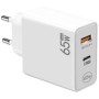 Tápegység, telefontöltő, 220V - USB, Type-C, PD, QC 5.0, 65W GAN