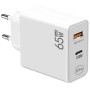 Tápegység, telefontöltő, 220V - USB, Type-C, PD, QC 5.0, 65W GAN