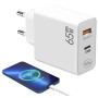 Tápegység, telefontöltő, 220V - USB, Type-C, PD, QC 5.0, 65W GAN