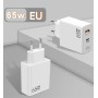 Tápegység, telefontöltő, 220V - USB, Type-C, PD, QC 5.0, 65W GAN