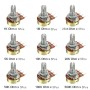 45 darabos készlet, forgó potenciométerek, dupla, 1K / 5K / 10K / 20K / 50K / 100K / 250K / 500K / 1M